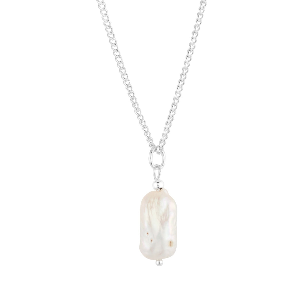 August Woods Silver Freshwater Baroque Pearl Necklace