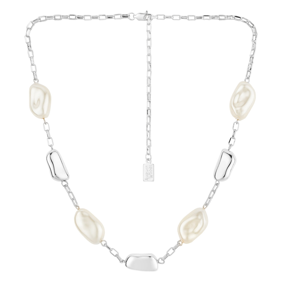 August Woods Silver Molten Pearl Necklace