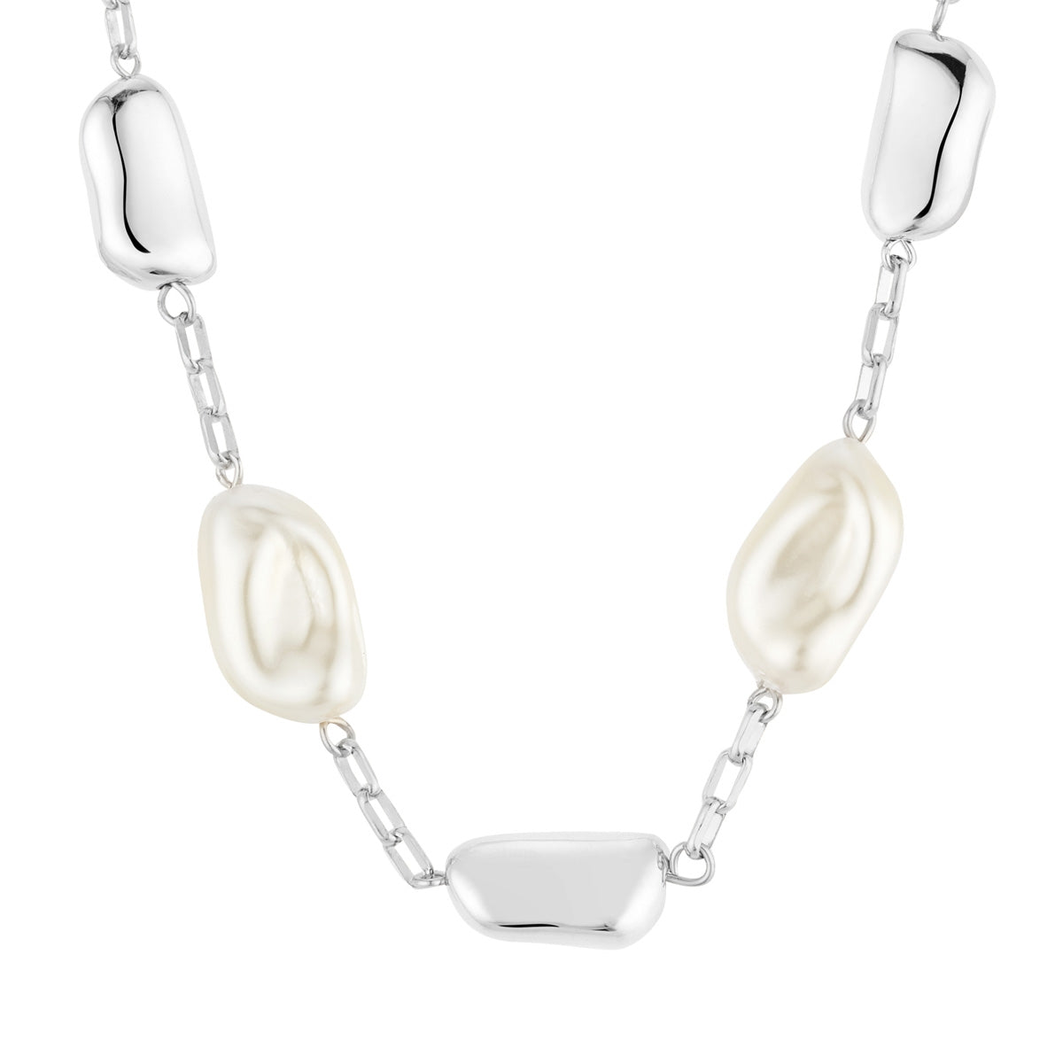 August Woods Silver Molten Pearl Necklace