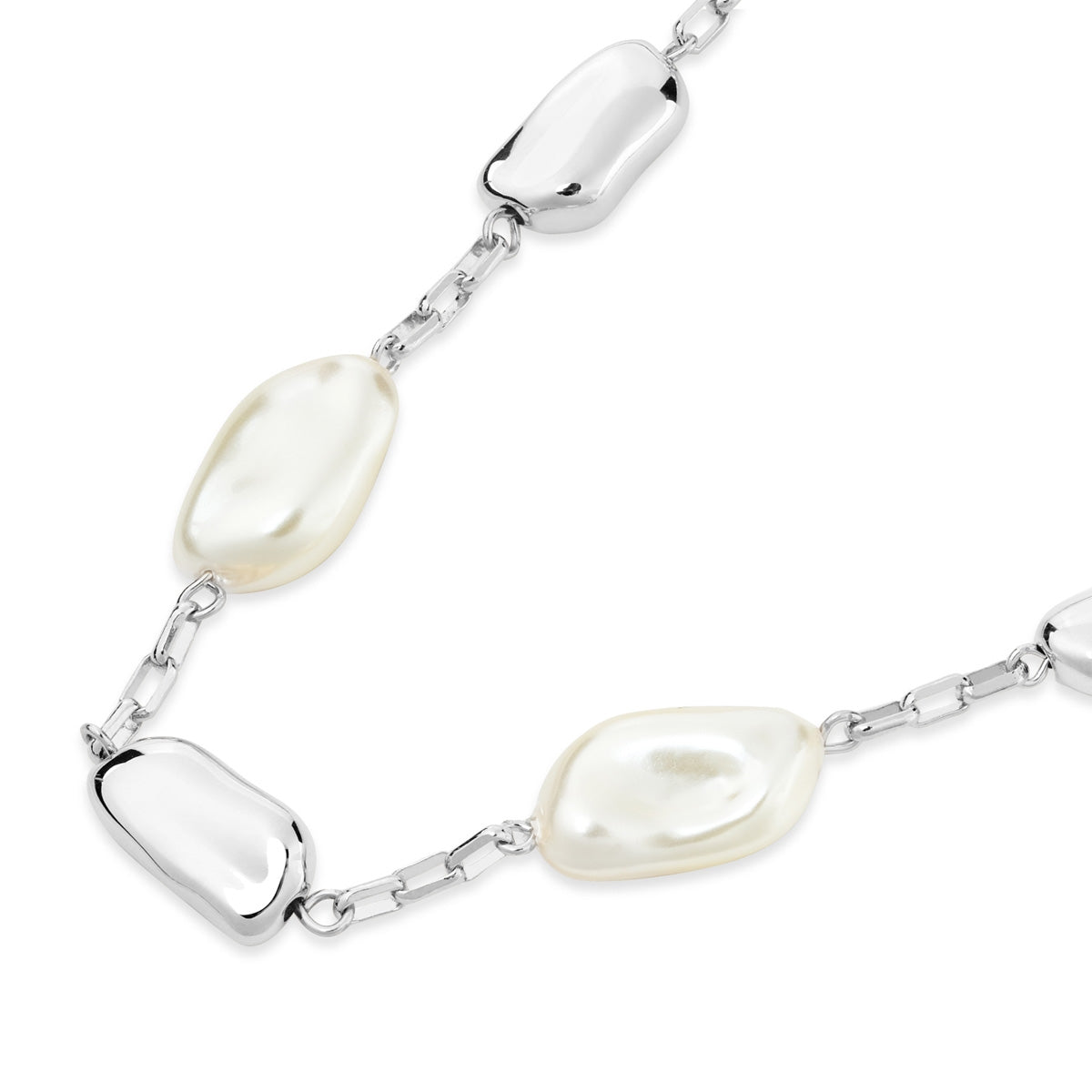 August Woods Silver Molten Pearl Necklace