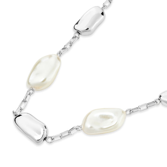 August Woods Silver Molten Pearl Necklace