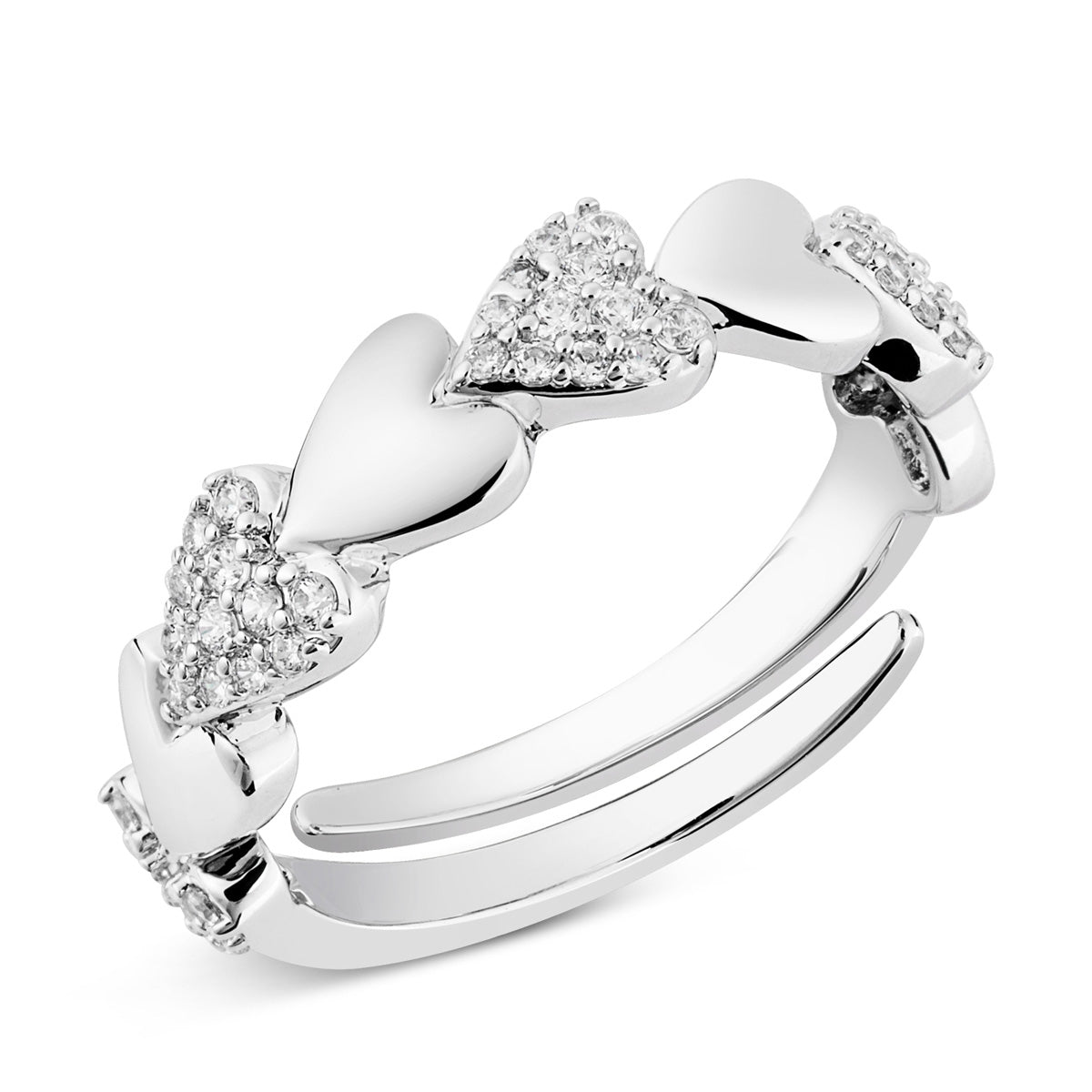 August Woods Silver Pavé Heart Band Ring