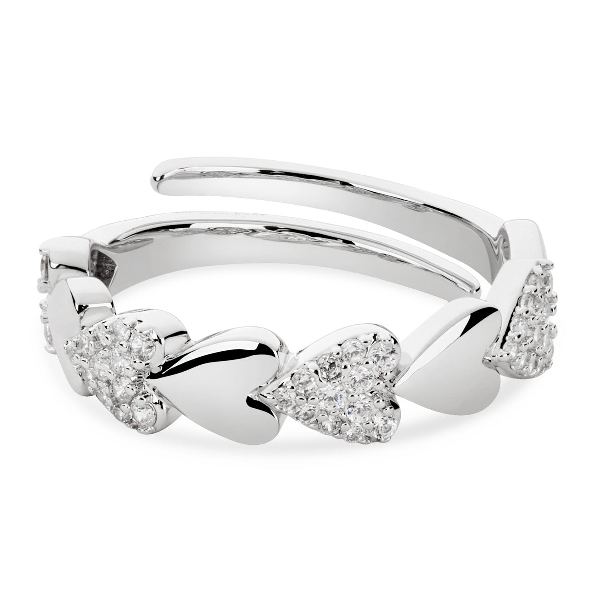 August Woods Silver Pavé Heart Band Ring