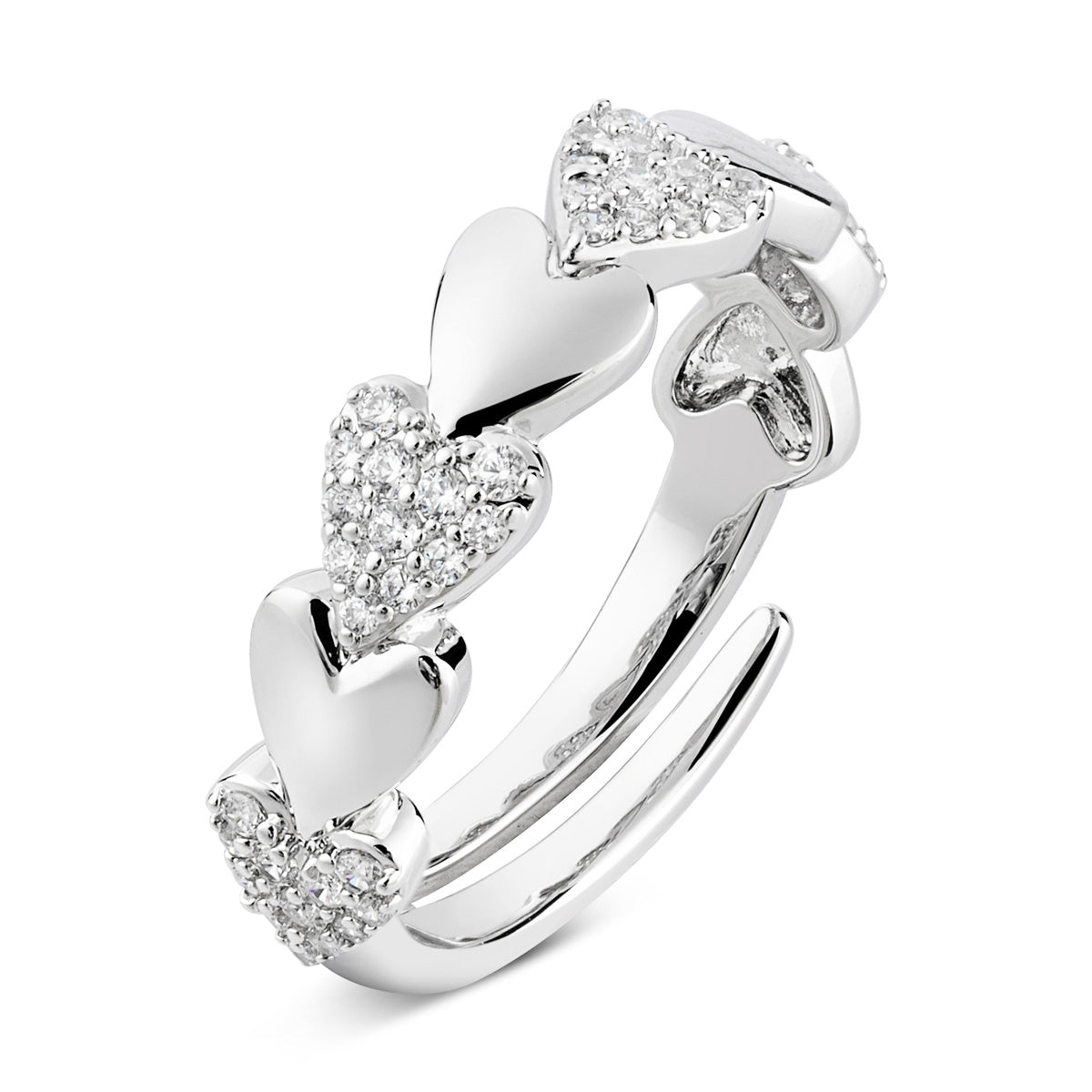 August Woods Silver Pavé Heart Band Ring
