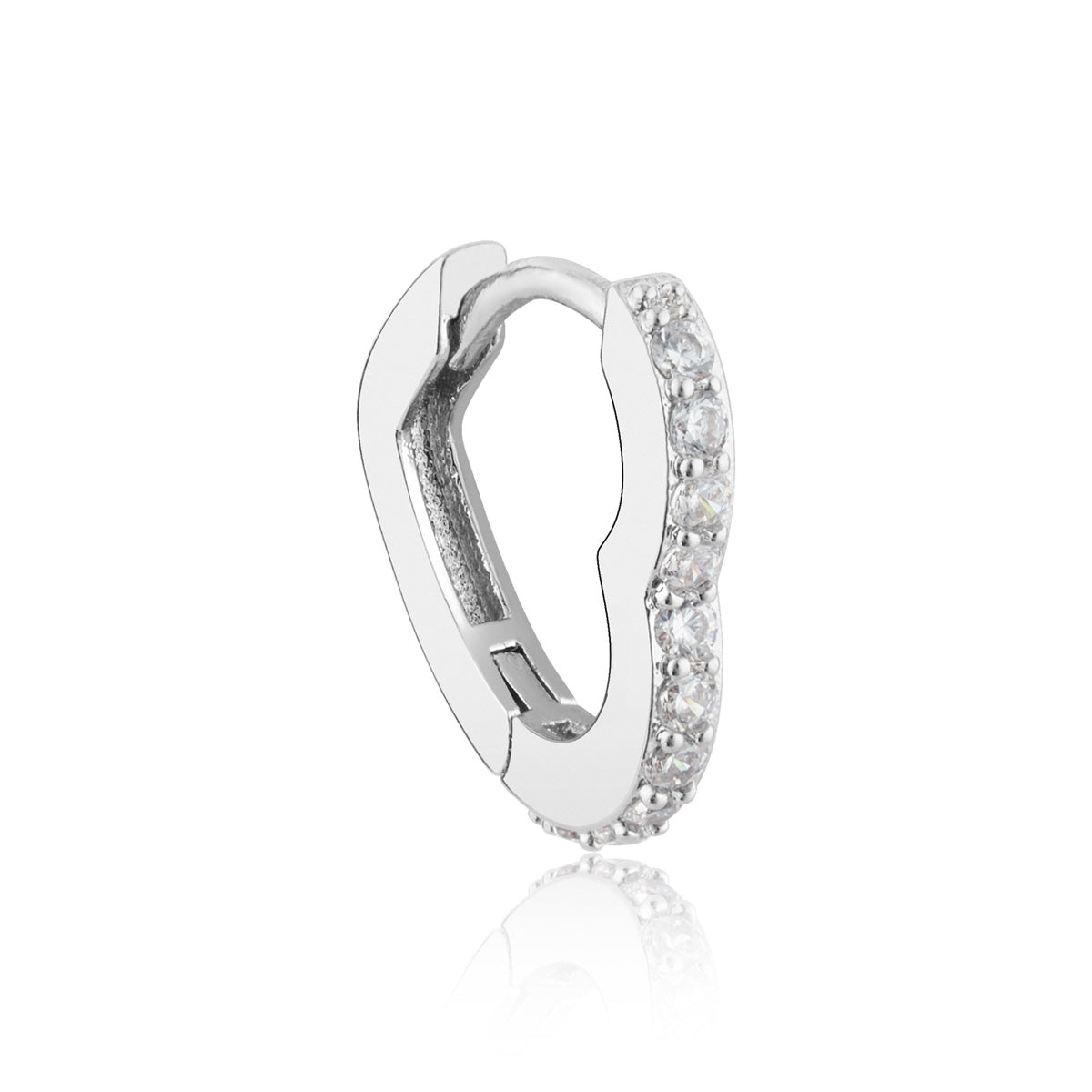 August Woods Silver Pavé Heart Hoops