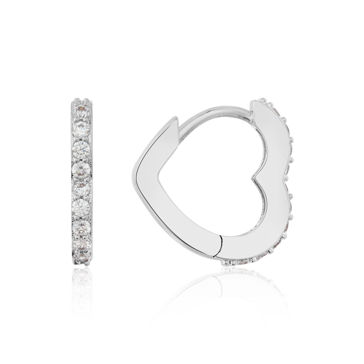 August Woods Silver Pavé Heart Hoops