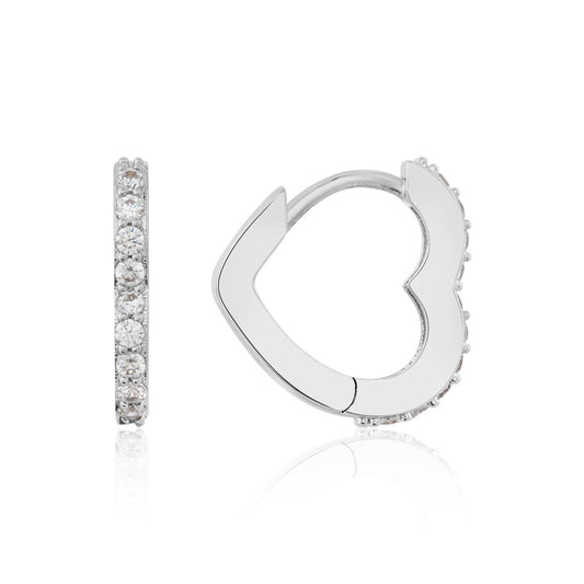 August Woods Silver Pavé Heart Hoops