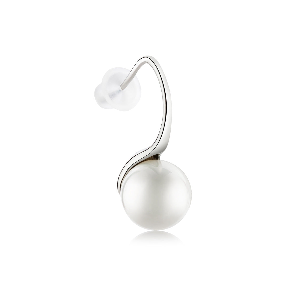August Woods Silver Pearl Fishhook Earrings