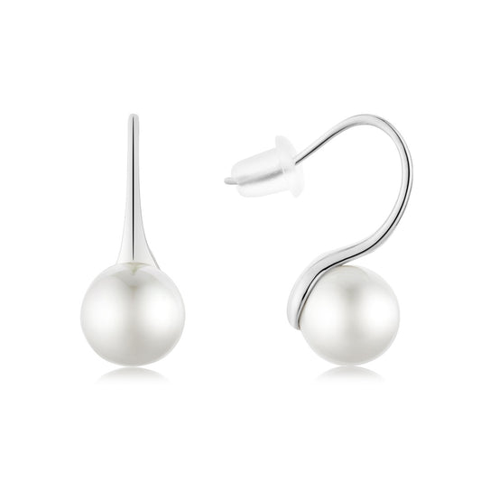 August Woods Silver Pearl Fishhook Earrings