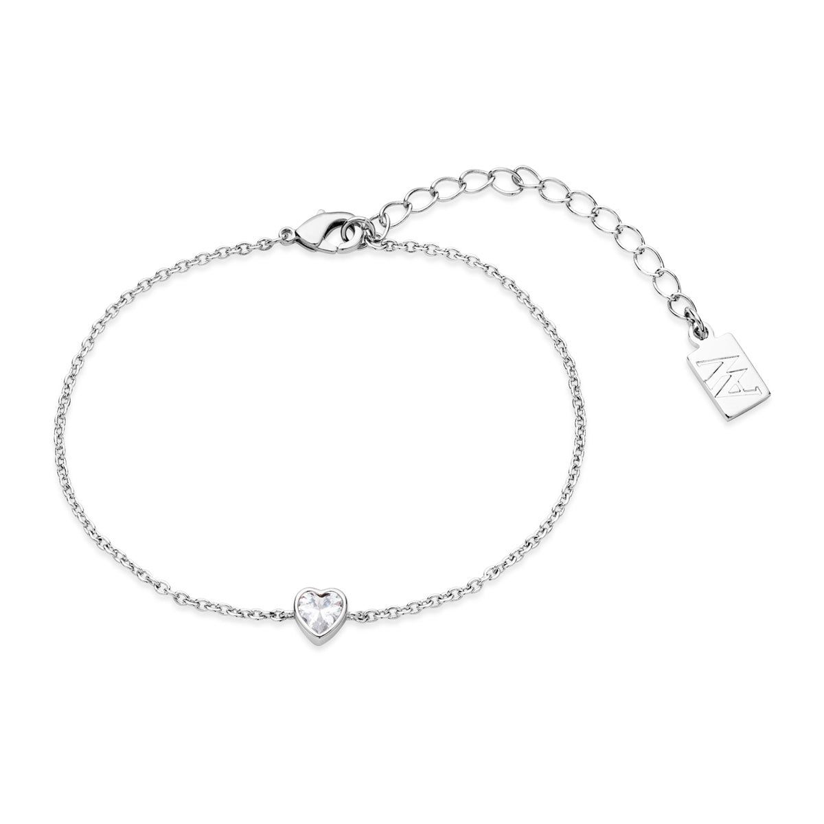 August Woods Silver Solitaire Heart Bracelet