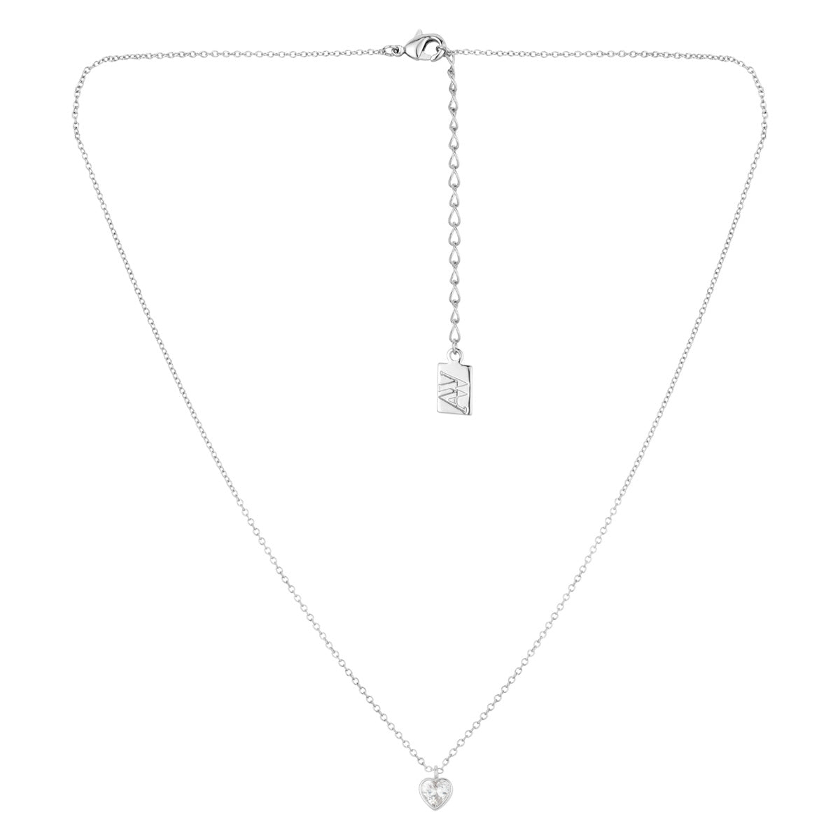 August Woods Silver Solitaire Heart Necklace