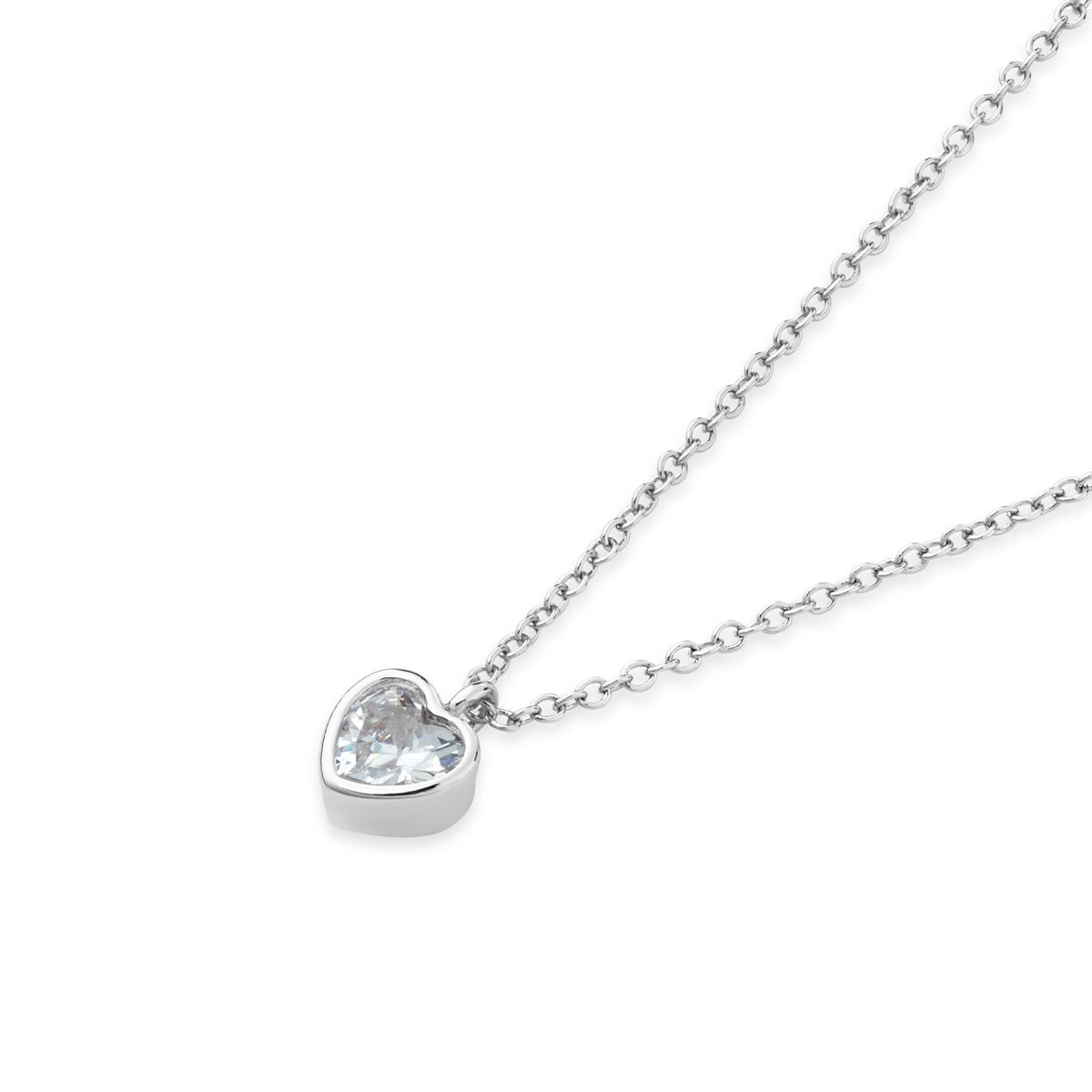 August Woods Silver Solitaire Heart Necklace