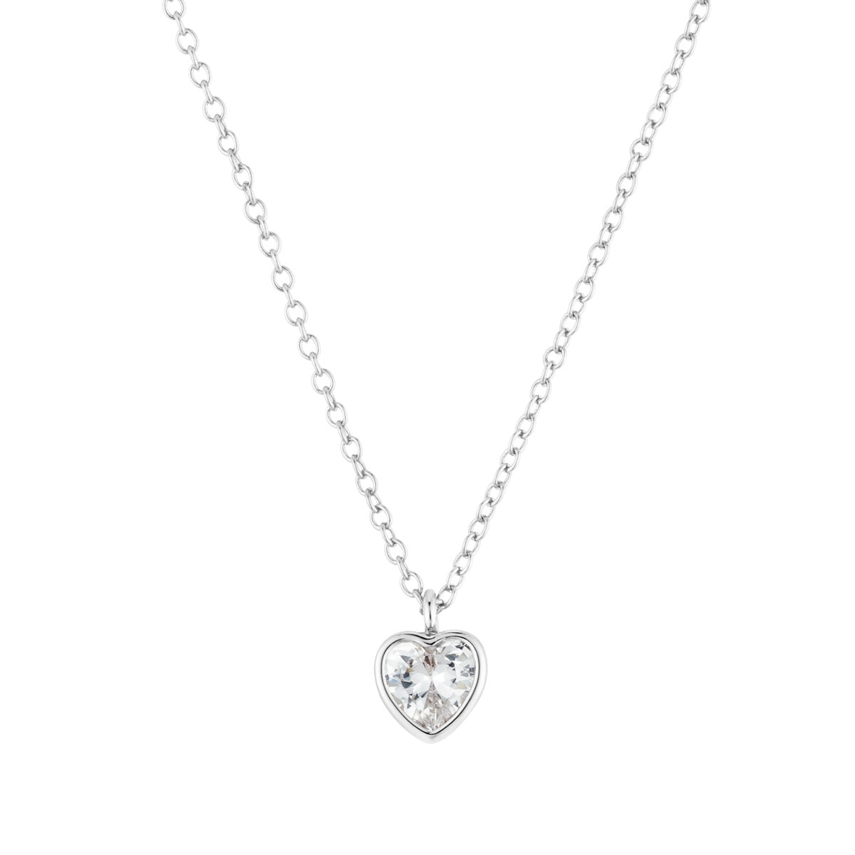 August Woods Silver Solitaire Heart Necklace