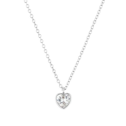 August Woods Silver Solitaire Heart Necklace