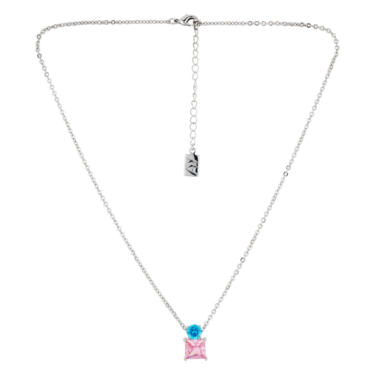 August Woods Silver Sorbet Blue Pink Necklace