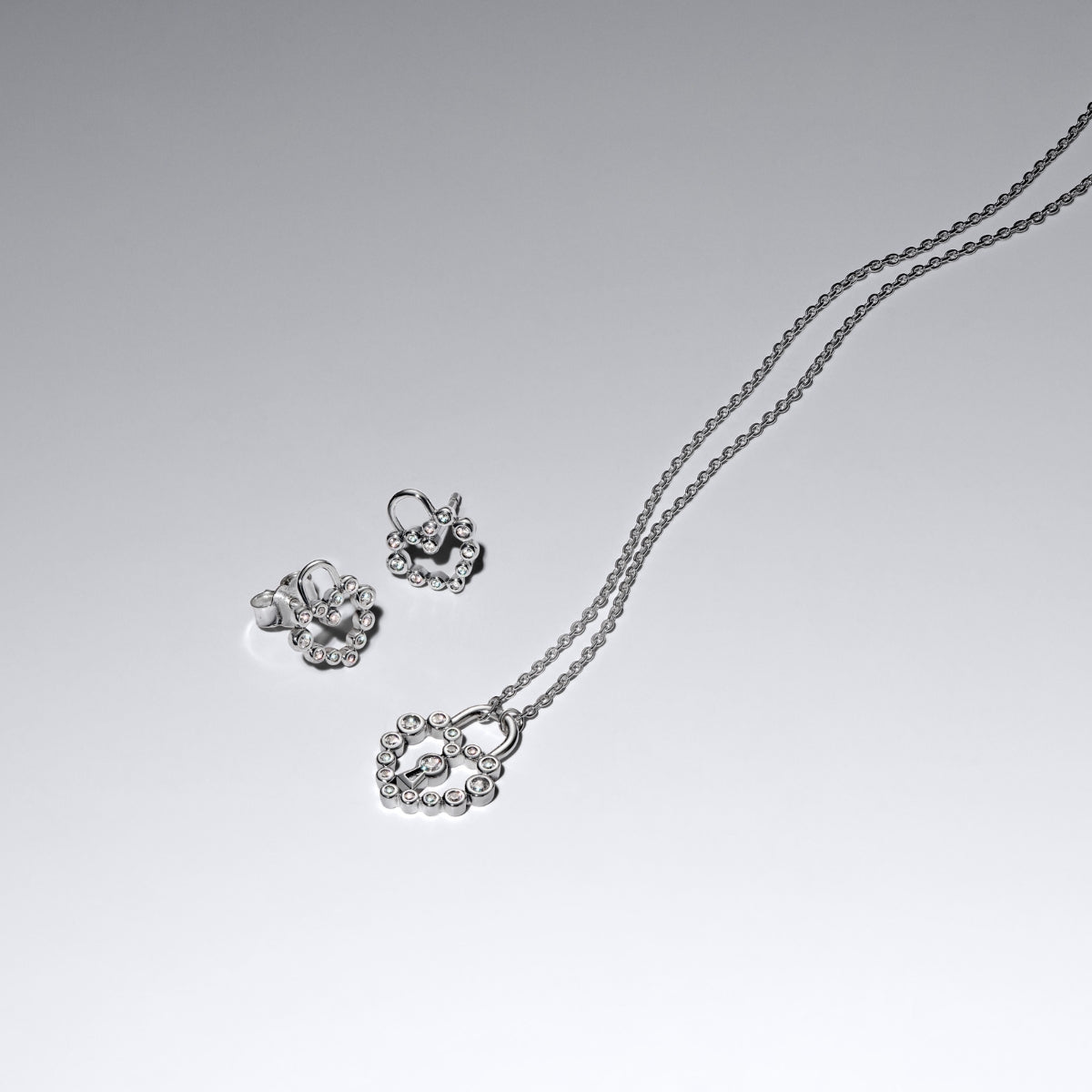 Pandora Silver Sparkling Heart Padlock Set