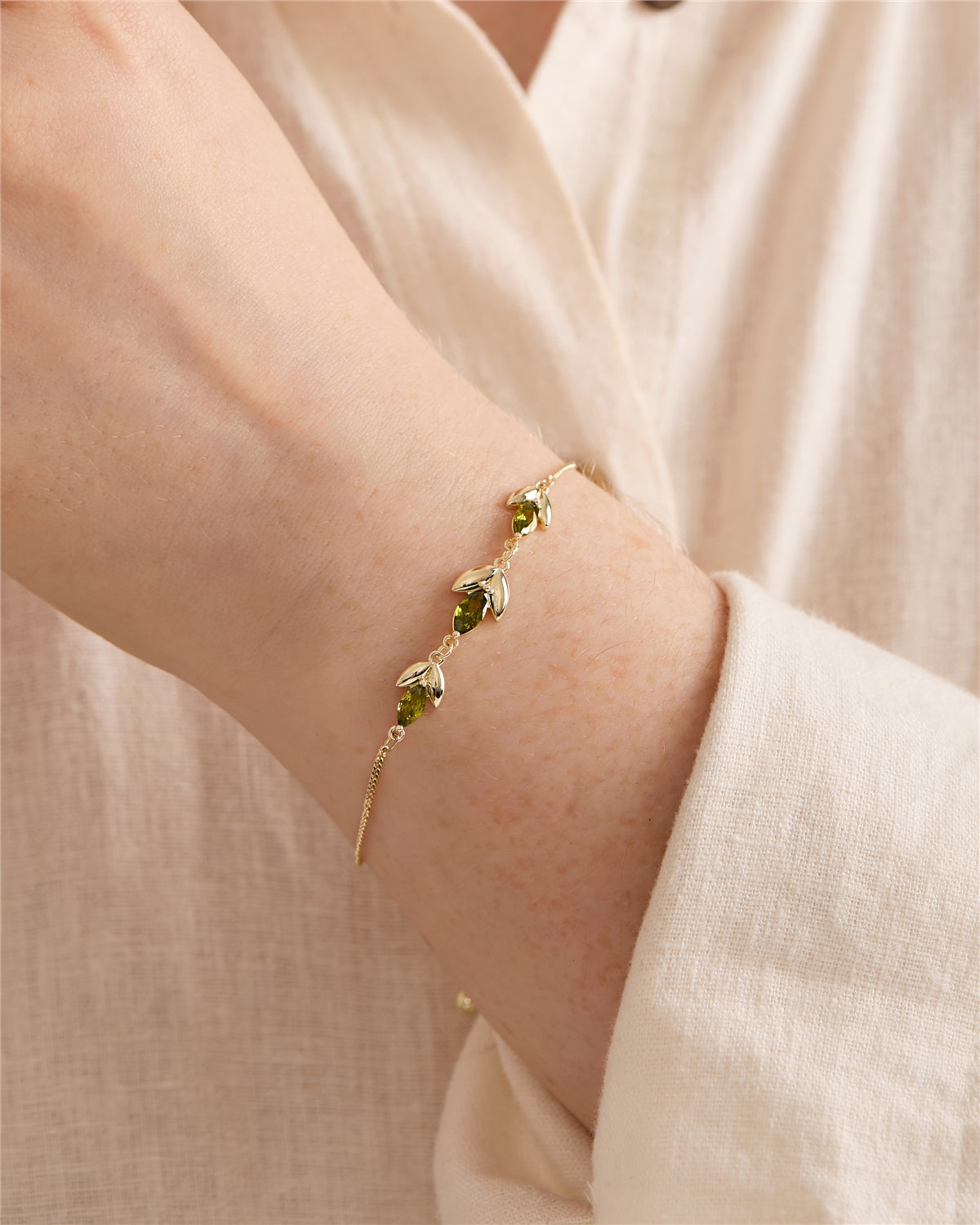 August Woods Gold Flora Green Bracelet