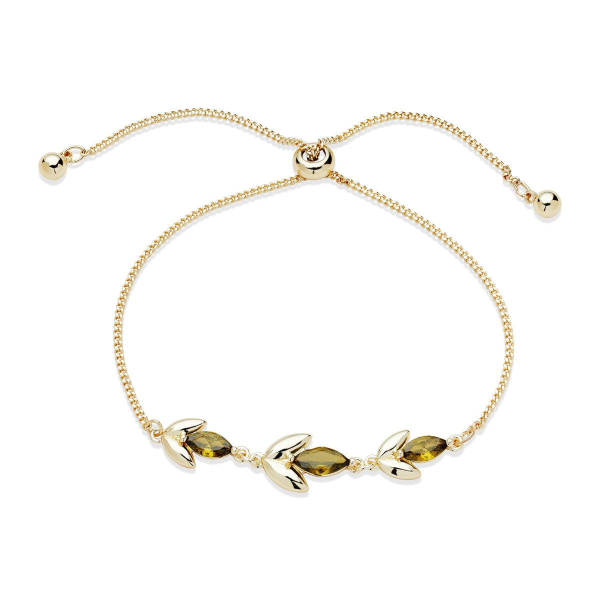 August Woods Gold Flora Green Bracelet