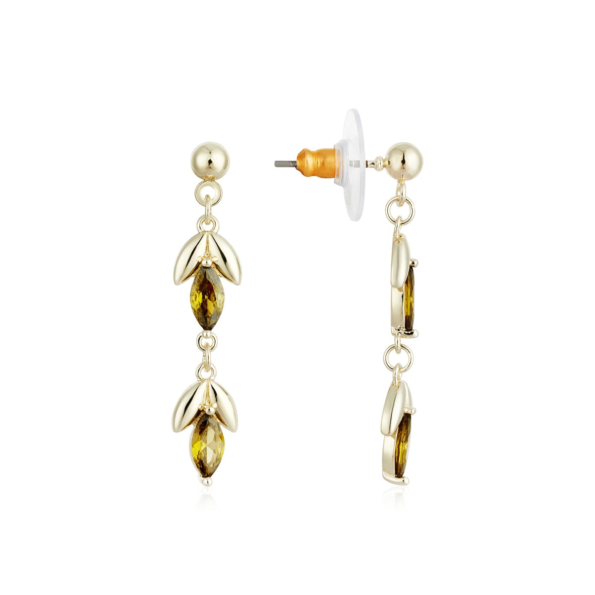 August Woods Gold Flora Green Earrings