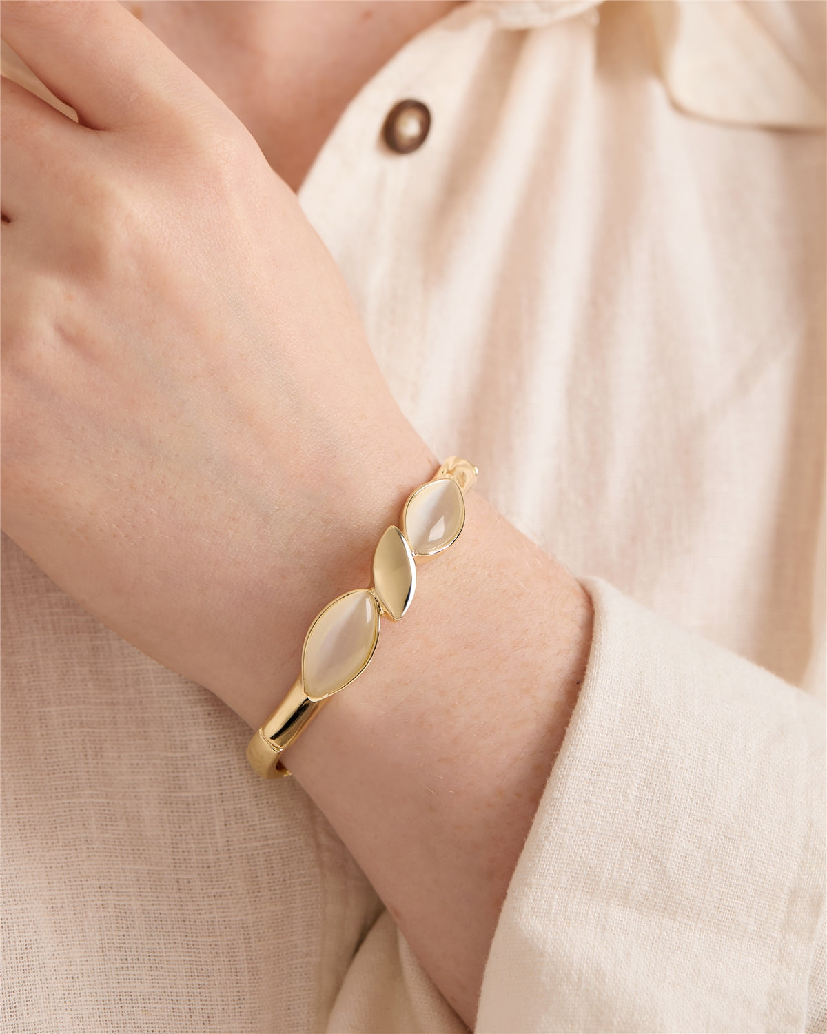 August Woods Gold Flora White Petal Bracelet