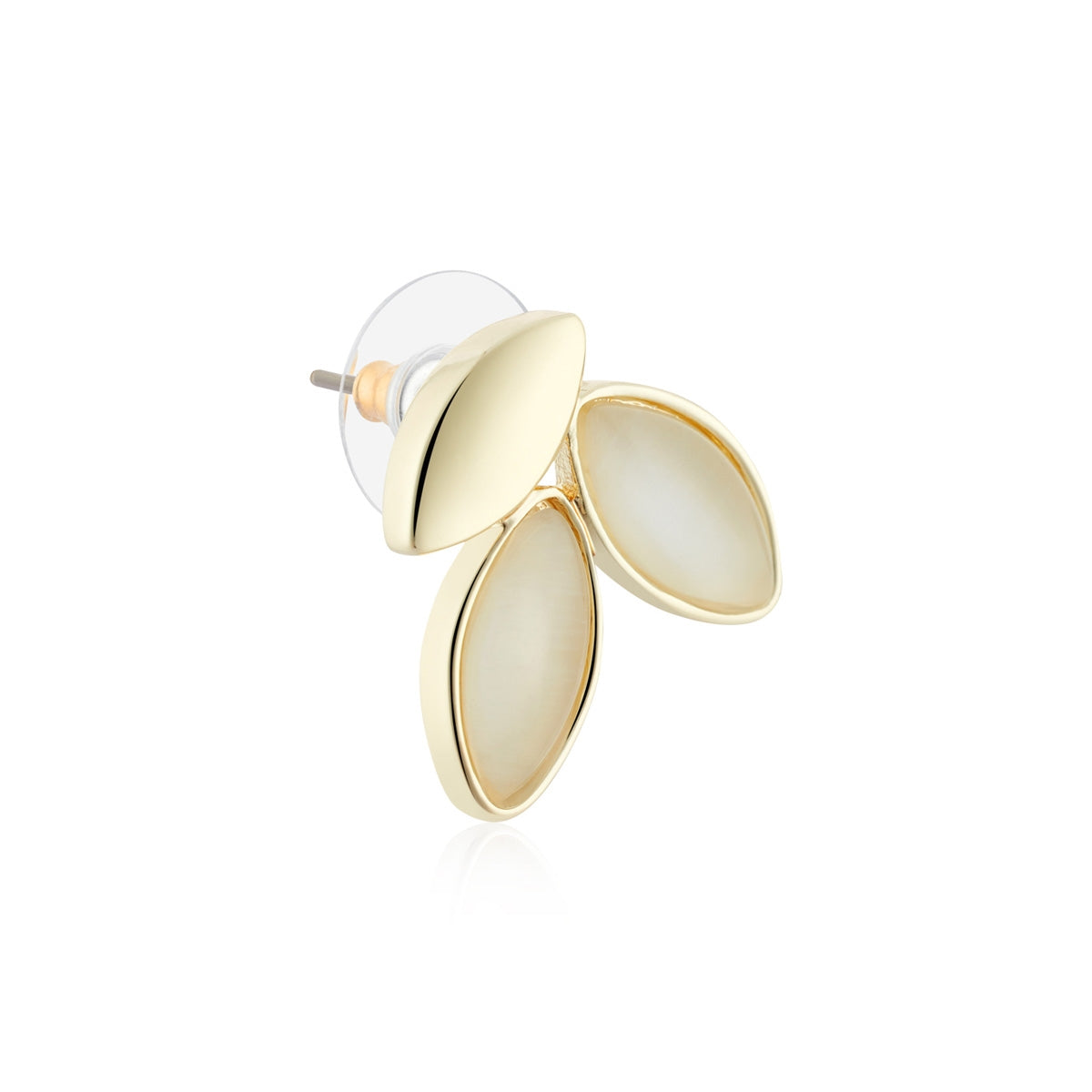 August Woods Gold Flora White Petal Stud Earrings