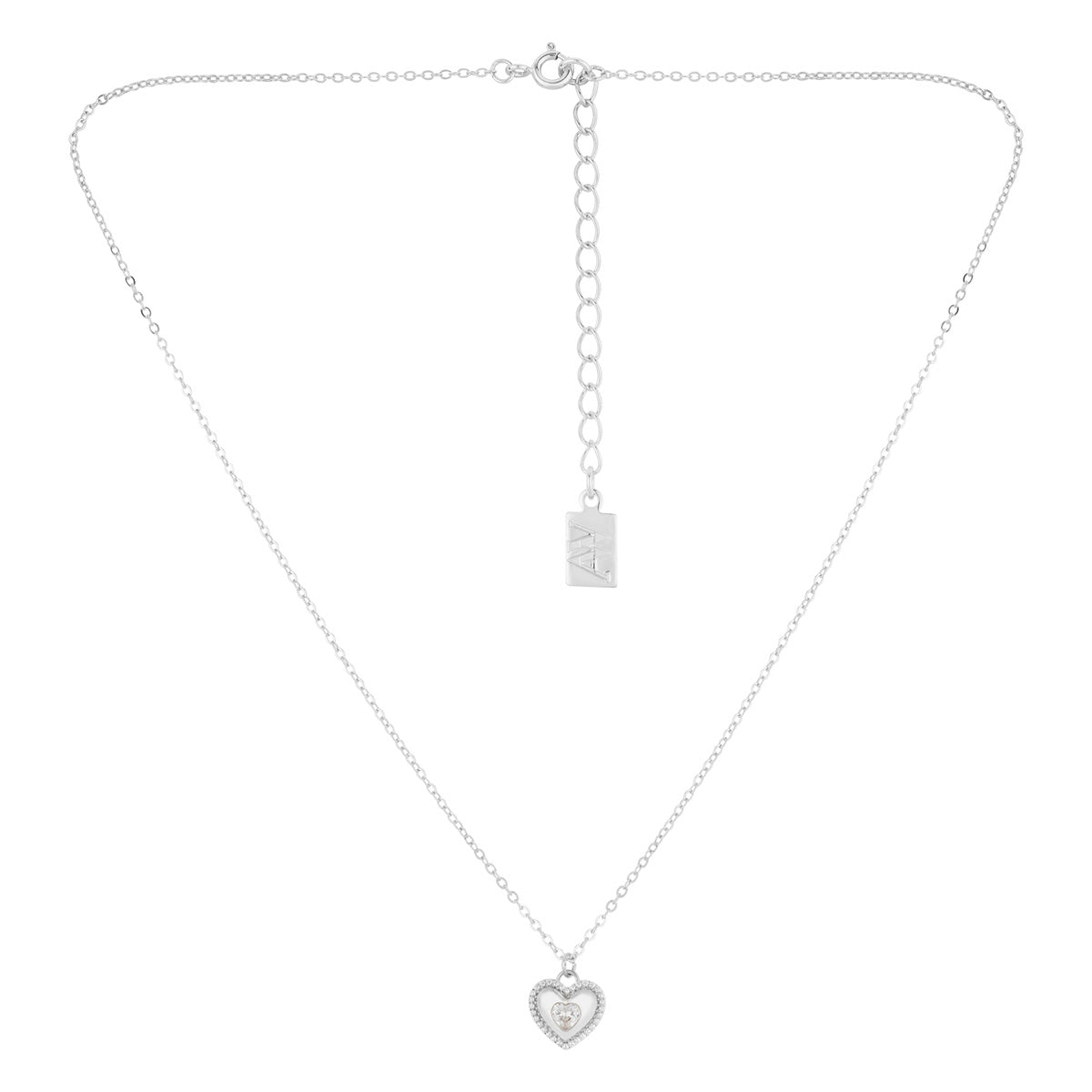August Woods Silver CZ Kids Heart Necklace