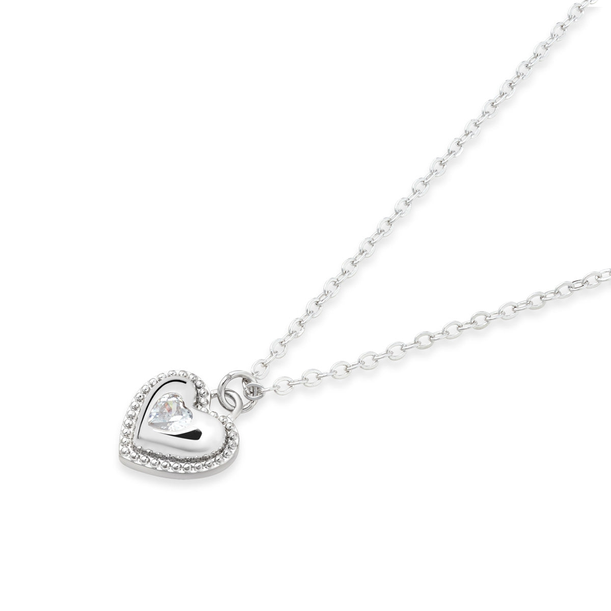 August Woods Silver CZ Kids Heart Necklace