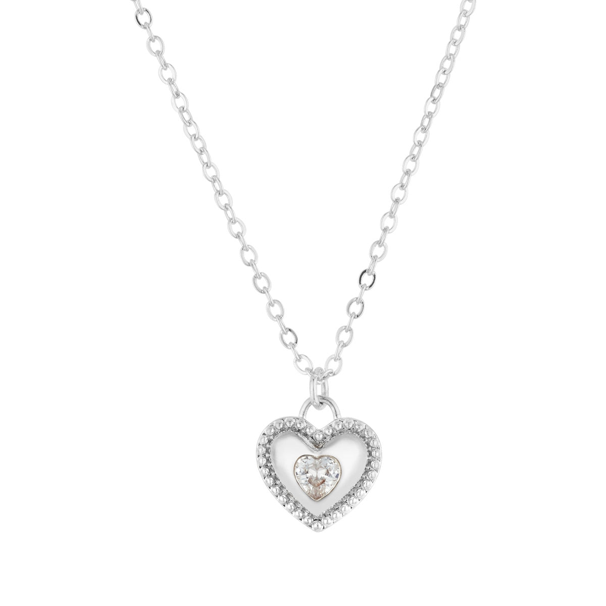 August Woods Silver CZ Kids Heart Necklace
