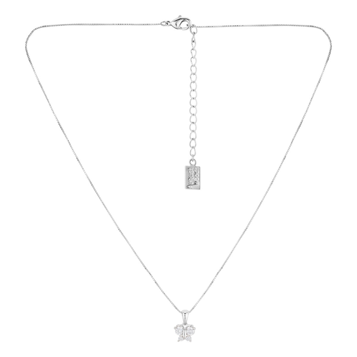 August Woods Silver CZ Kids Butterfly Necklace