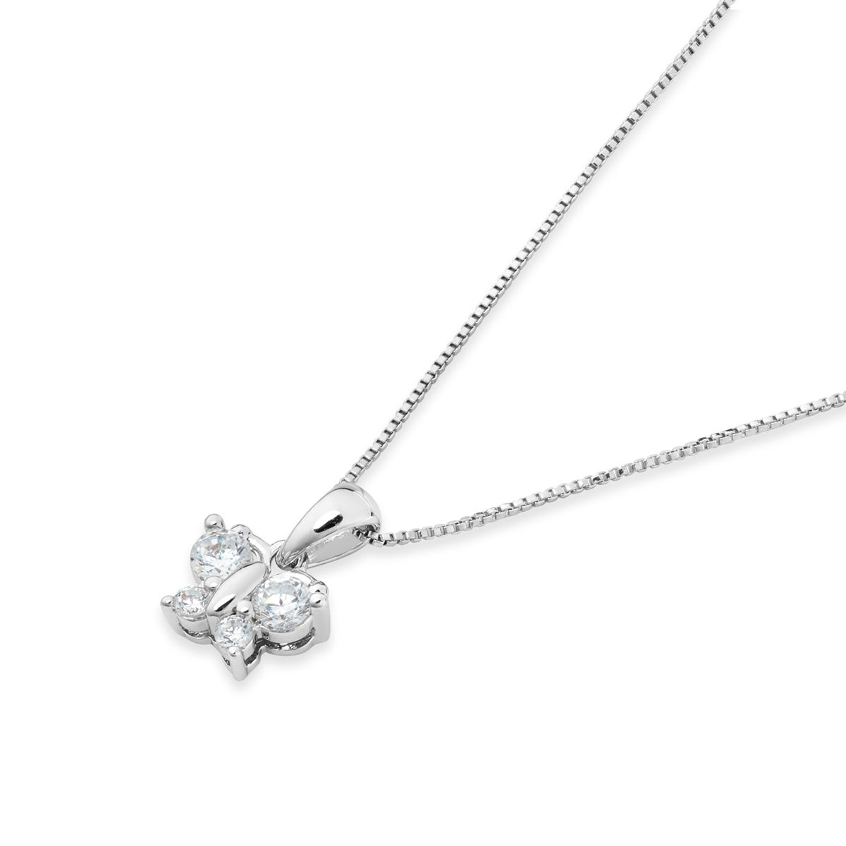 August Woods Silver CZ Kids Butterfly Necklace