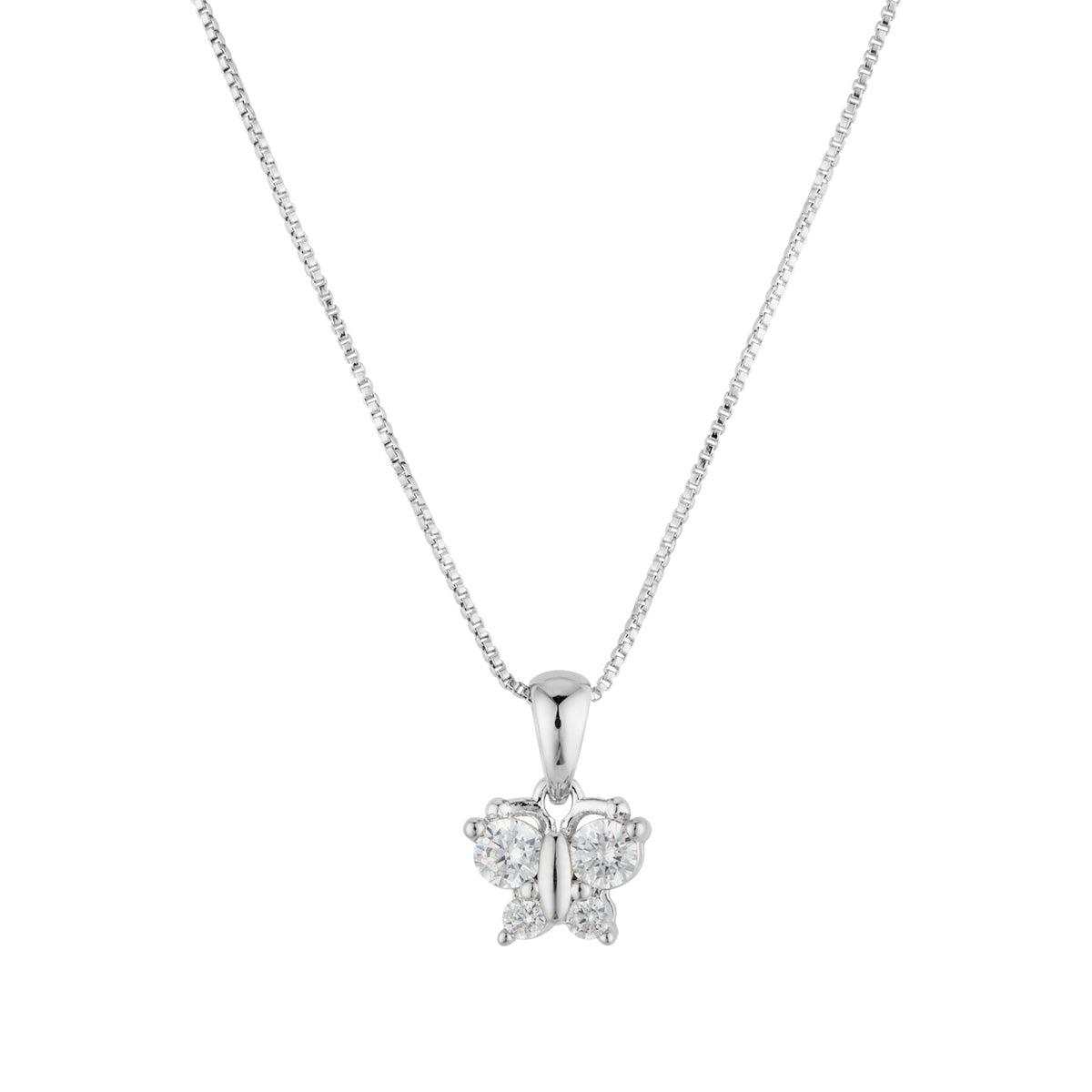 August Woods Silver CZ Kids Butterfly Necklace