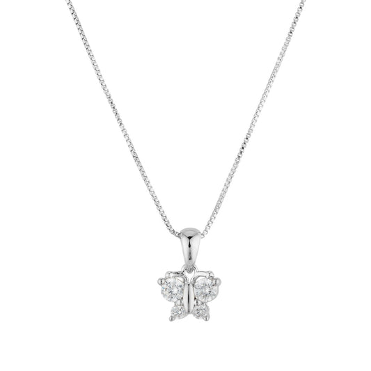 August Woods Silver CZ Kids Butterfly Necklace