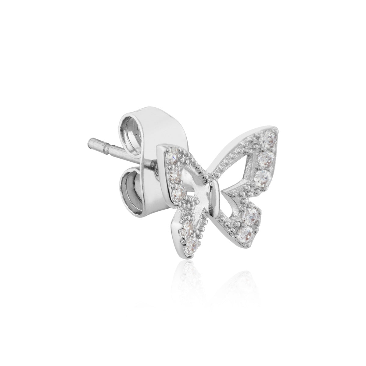 August Woods Silver CZ Butterfly Stud Earrings