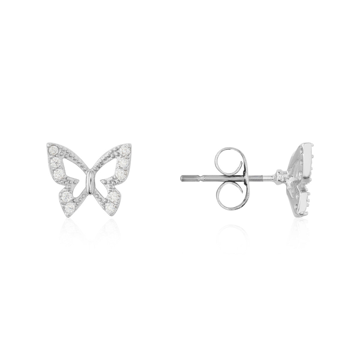 August Woods Silver CZ Butterfly Stud Earrings