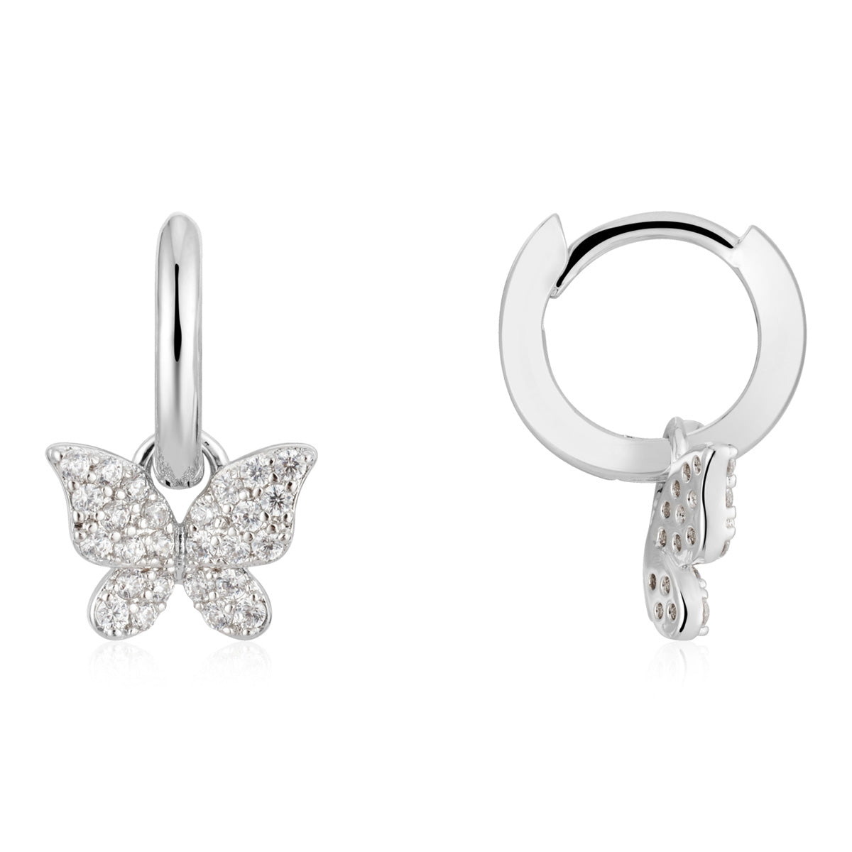 August Woods Silver Pave Butterfly Hoops