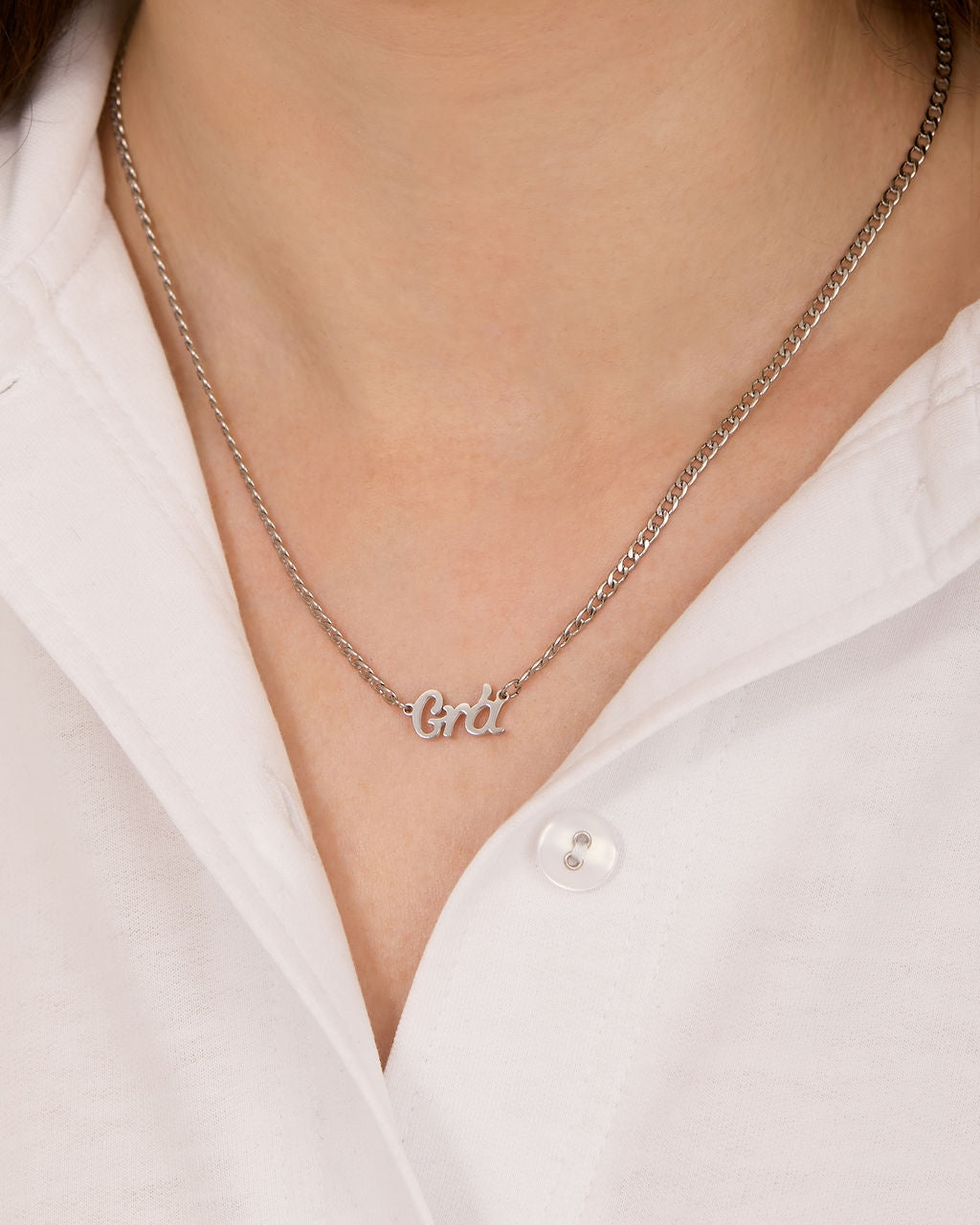 Over & Over Silver Stainless Steel Grá Chain Necklace