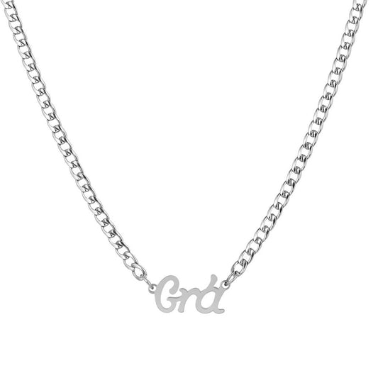Over & Over Silver Stainless Steel Grá Chain Necklace
