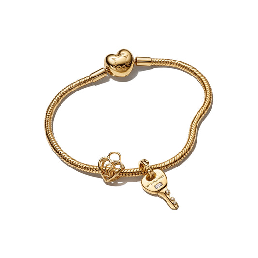 Gold Key & Heart Padlock Bracelet Set