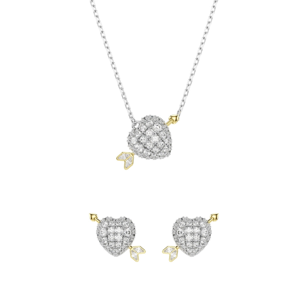Swarovski Rhodium Plated Idyllia Arrow Pierced Heart Gift Set