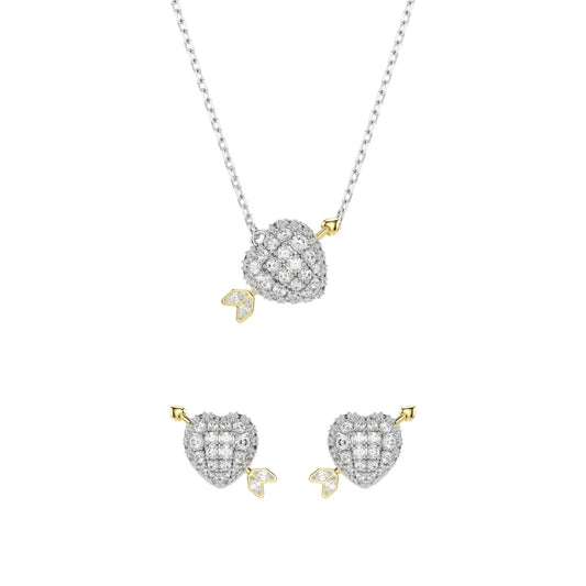 Swarovski Rhodium Plated Idyllia Arrow Pierced Heart Gift Set