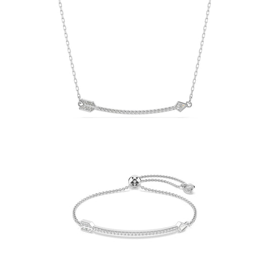 Swarovski Rhodium Plated Idyllia White Crystal Arrow Gift Set