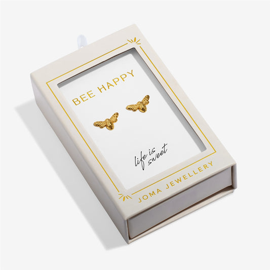 Joma Boxed Gold Bee Happy Earrings