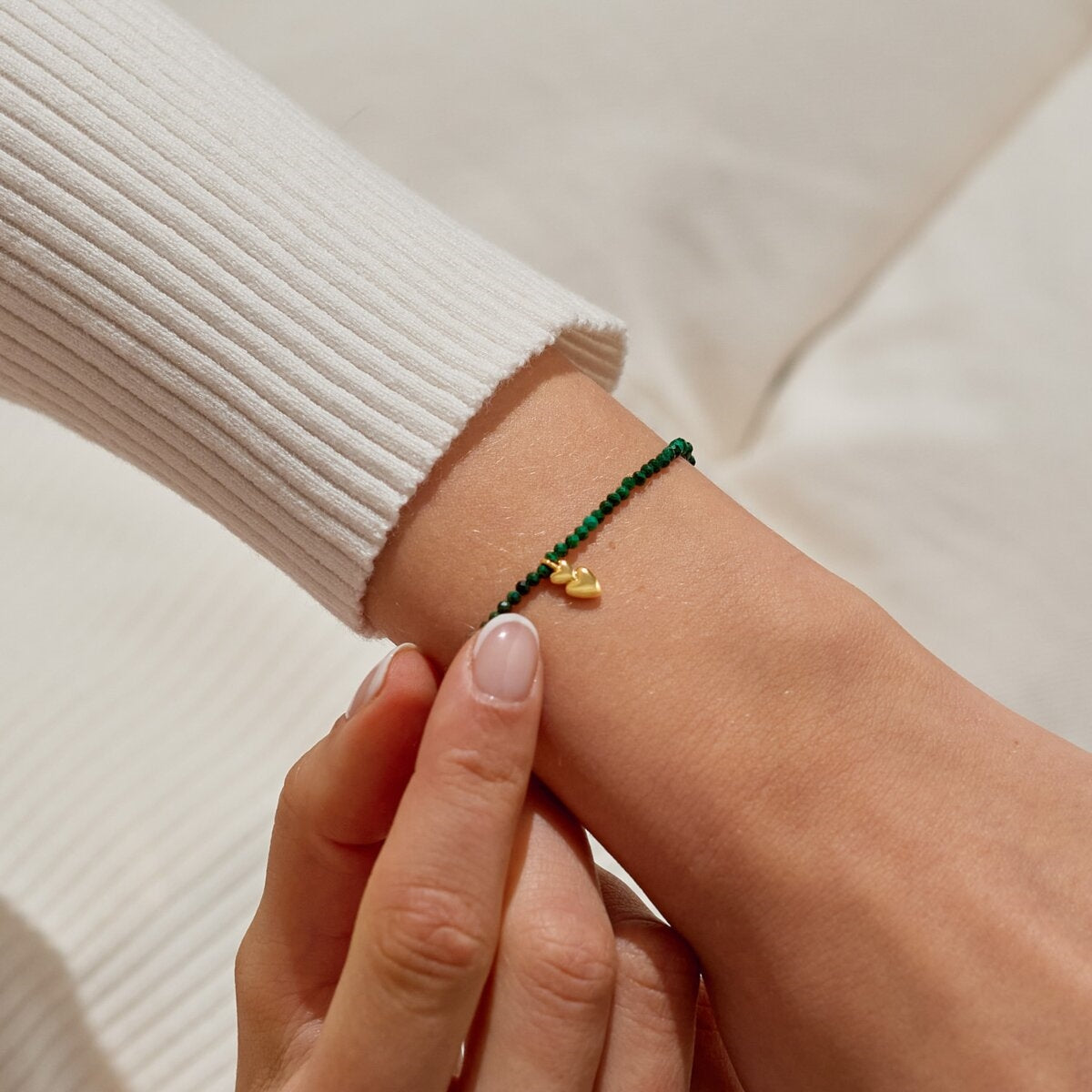Joma Gold Malachite Double Heart Bracelet