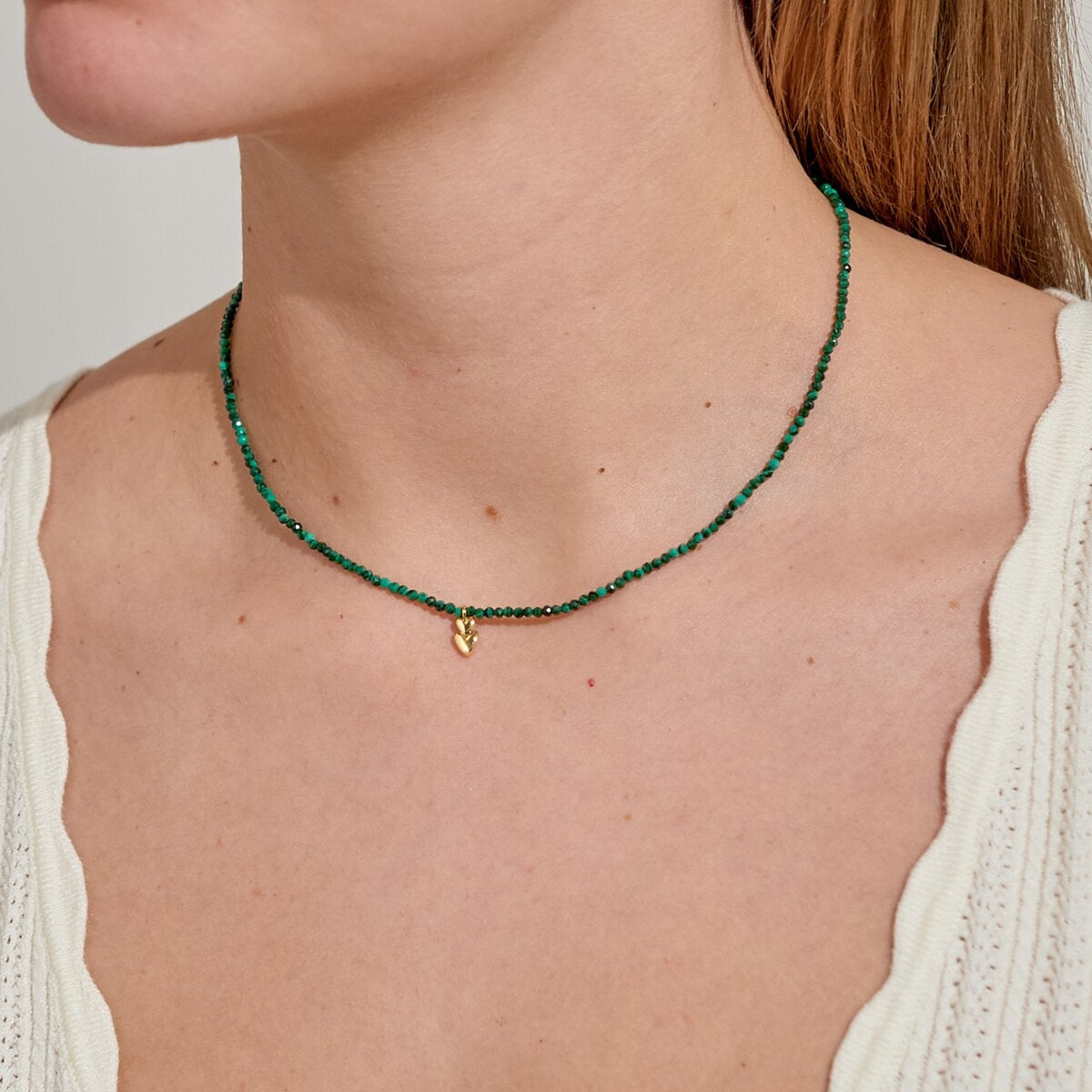 Joma Gold Malachite Double Heart Necklace