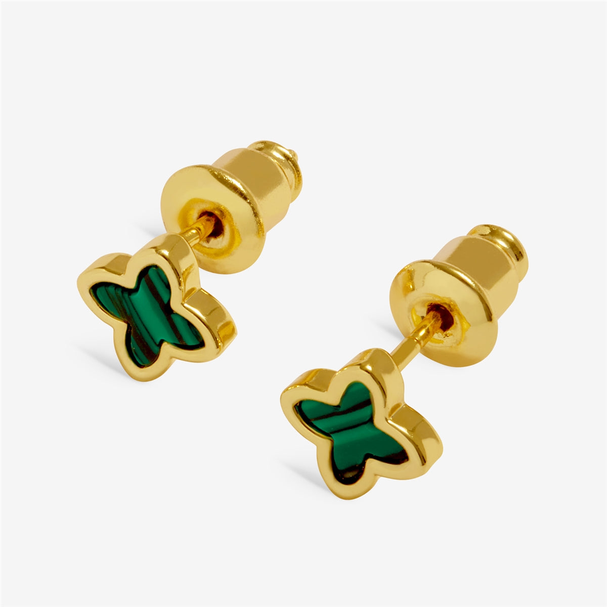 Joma Gold Green Clover Stud Earrings