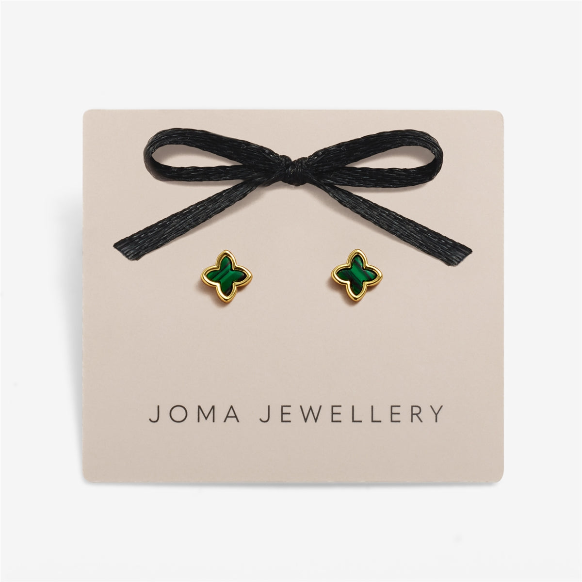 Joma Gold Green Clover Stud Earrings