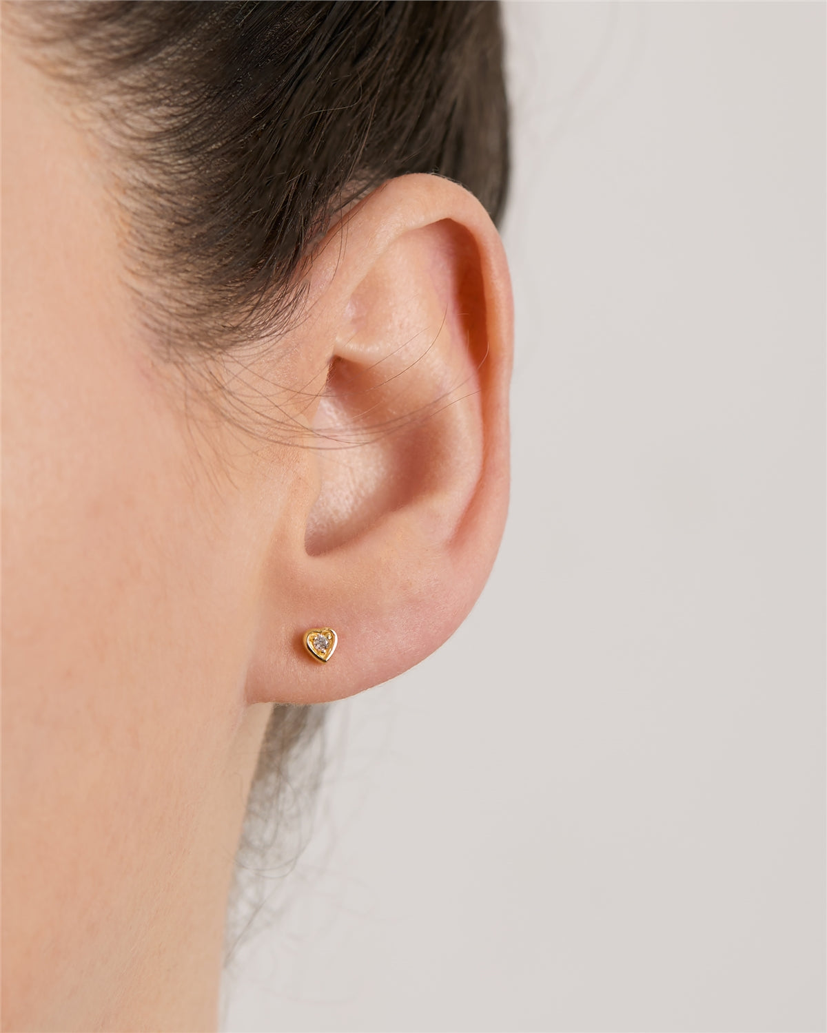 Argento Gold Mini CZ Heart Stackable Earrings