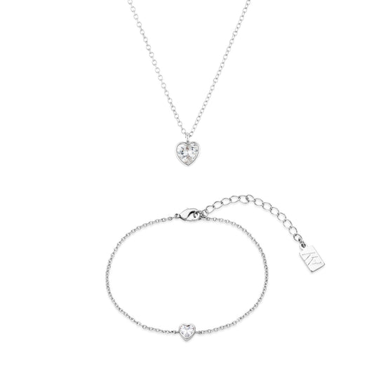 August Woods Silver Solitaire Heart Gift Set