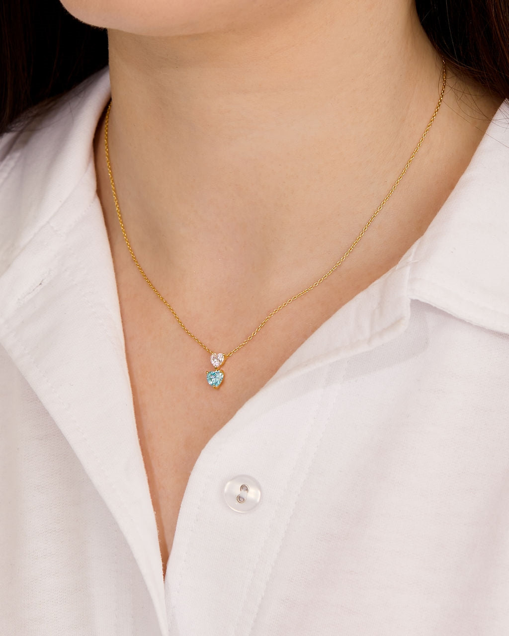Argento Gold Aqua Double Heart Gift Set