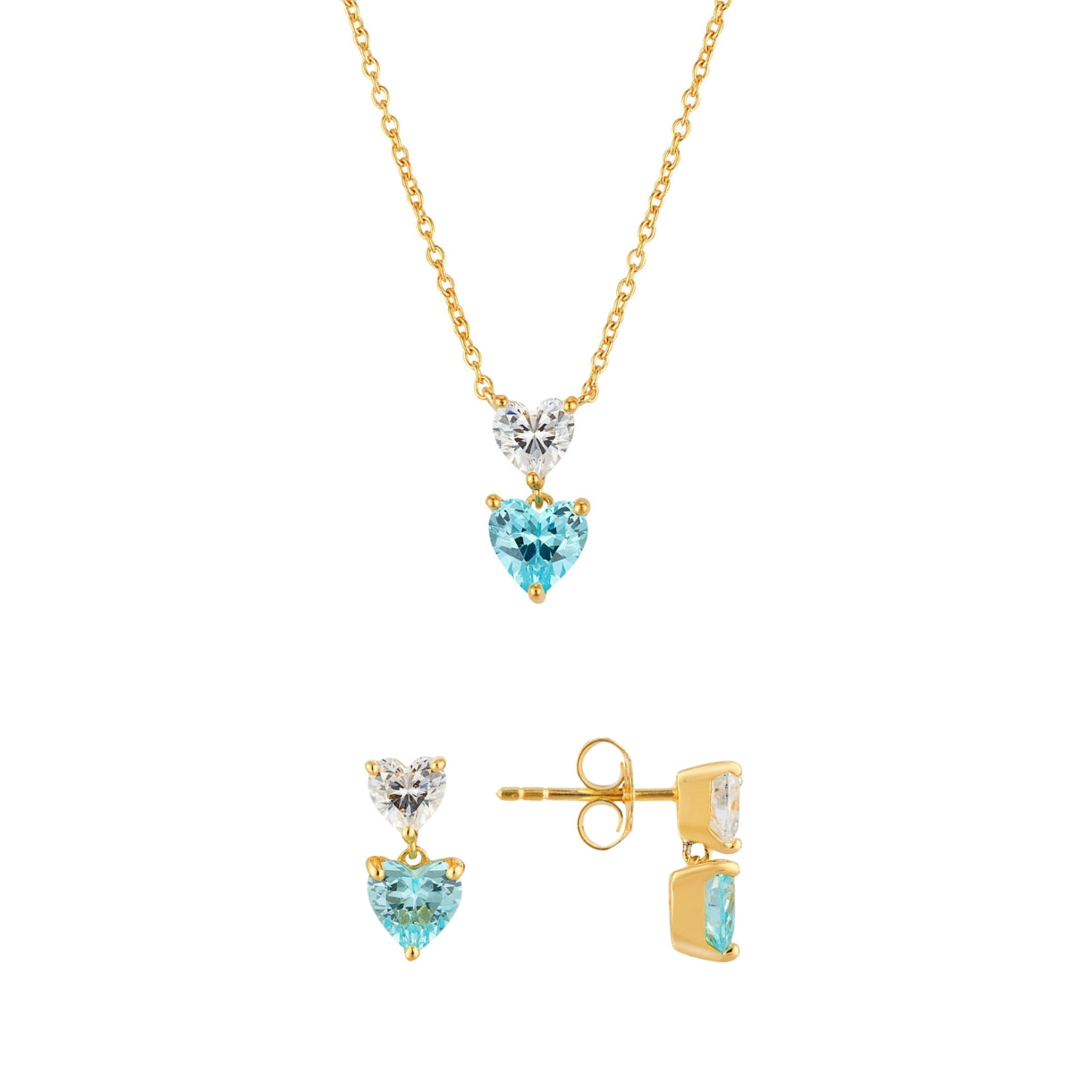 Argento Gold Aqua Double Heart Gift Set